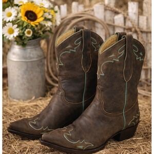 Old Gringo Leather Womens 9.5B Cowboy Boots Turquoise Stitching Clarise?